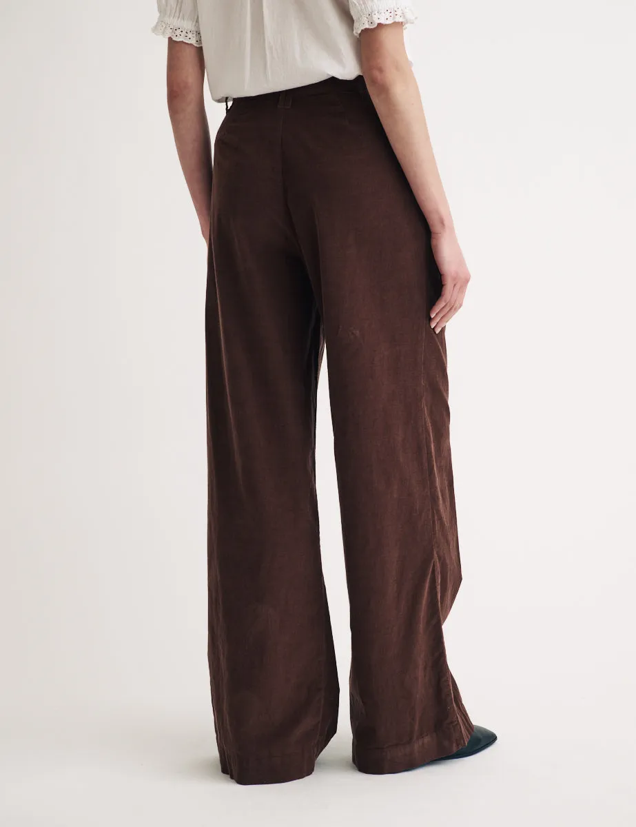 Brown Cord Pleated Wide Leg Trousers sold by Nobody's Child product image thumbnail 4