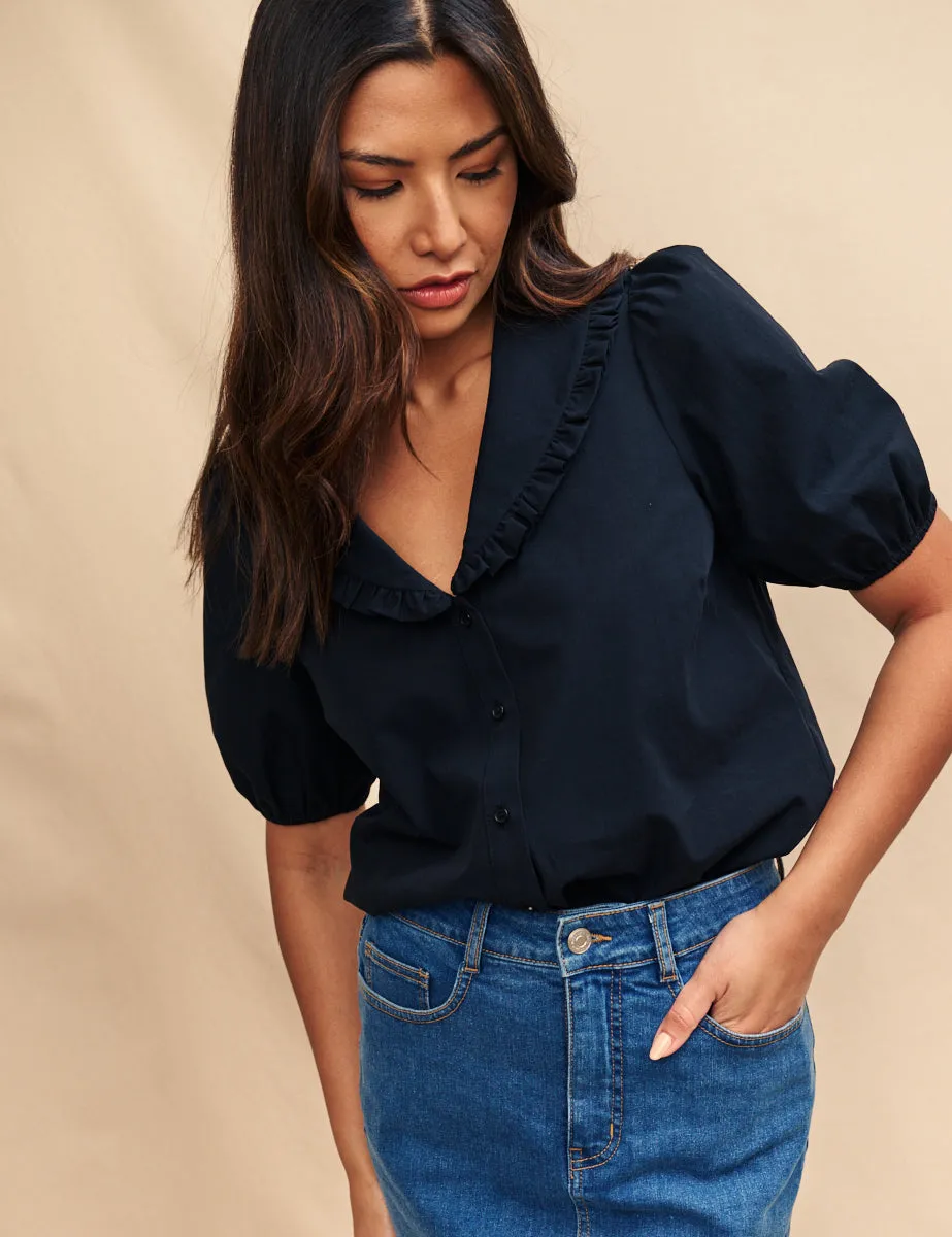 Black Collared Emmie Blouse sold by Nobody's Child