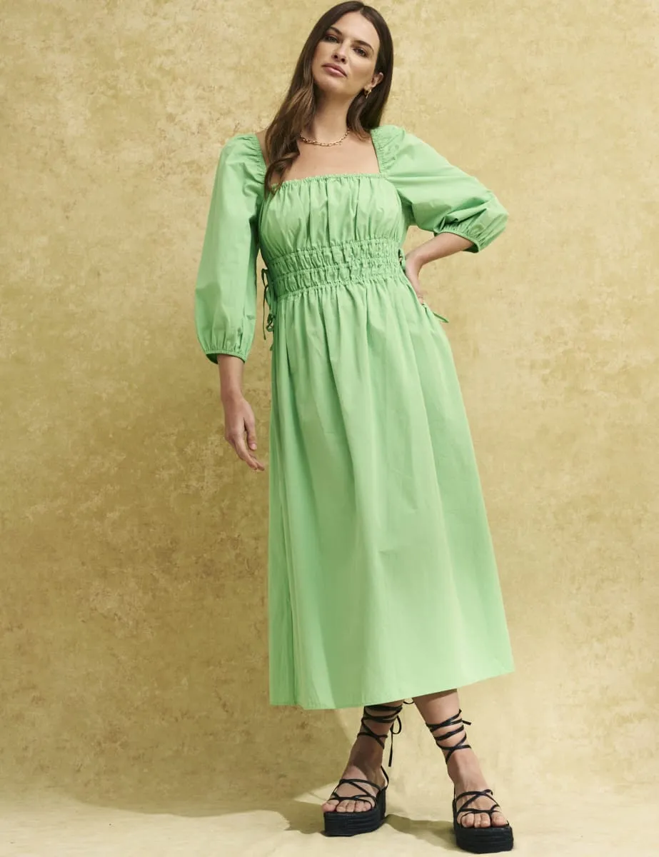 Green Square Neck Franzie Midi Dress sold by Nobody's Child
