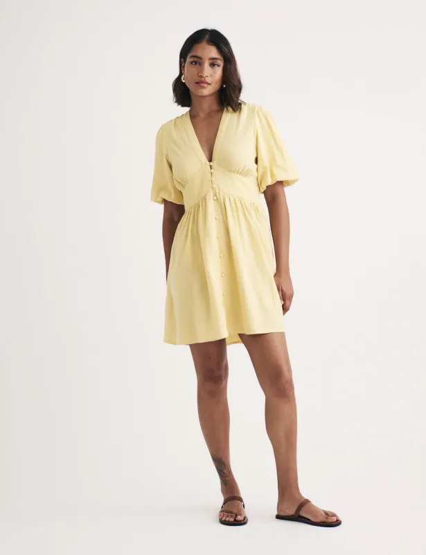 Butter Yellow Starlight Mini Dress sold by Nobody's Child
