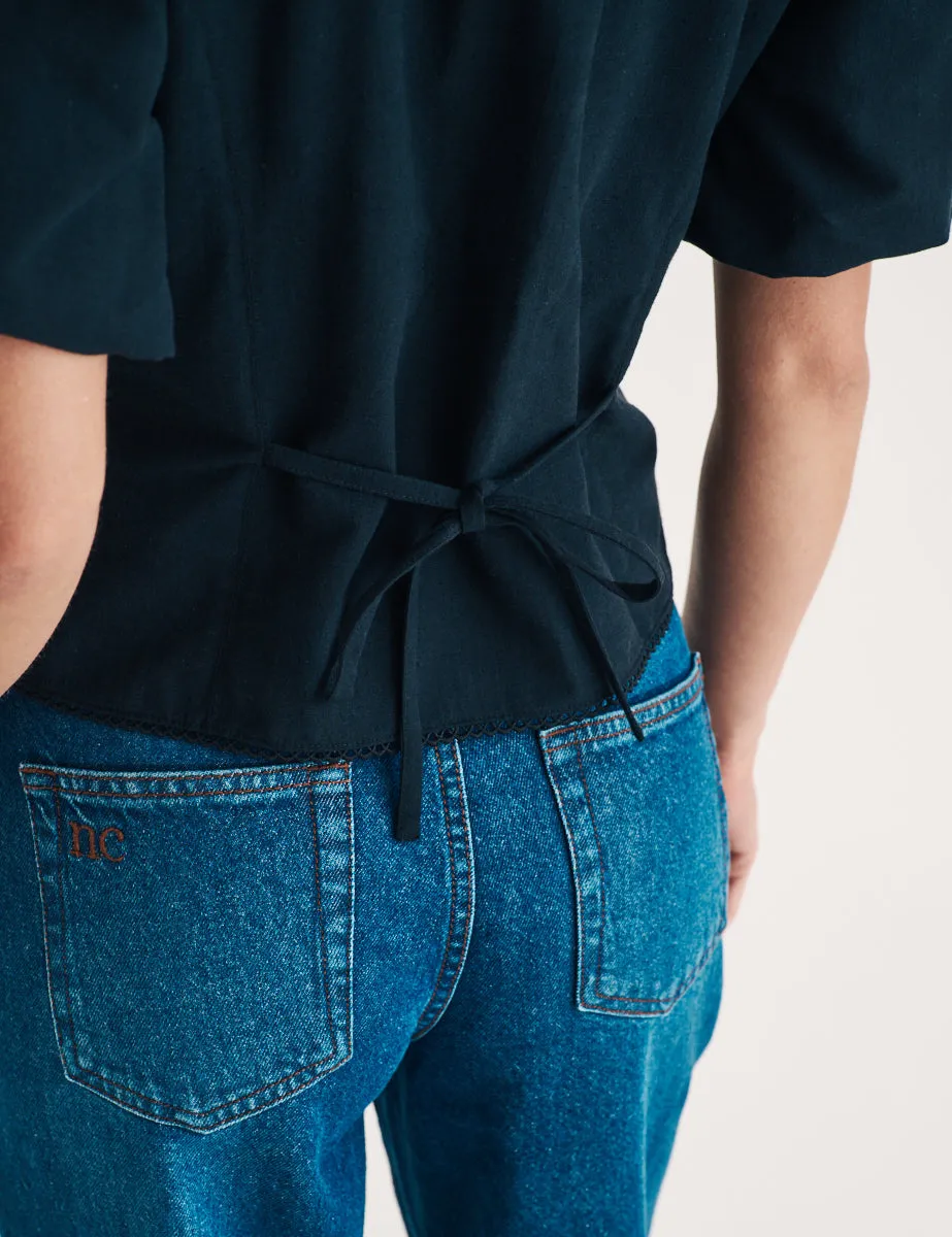 Black Puff Sleeve Button Down Top sold by Nobody's Child product image thumbnail 4