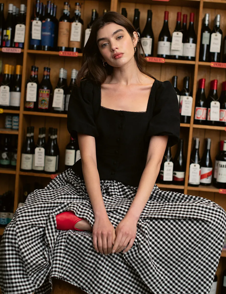 Black Puff Sleeve Button Down Top sold by Nobody's Child product image thumbnail 2