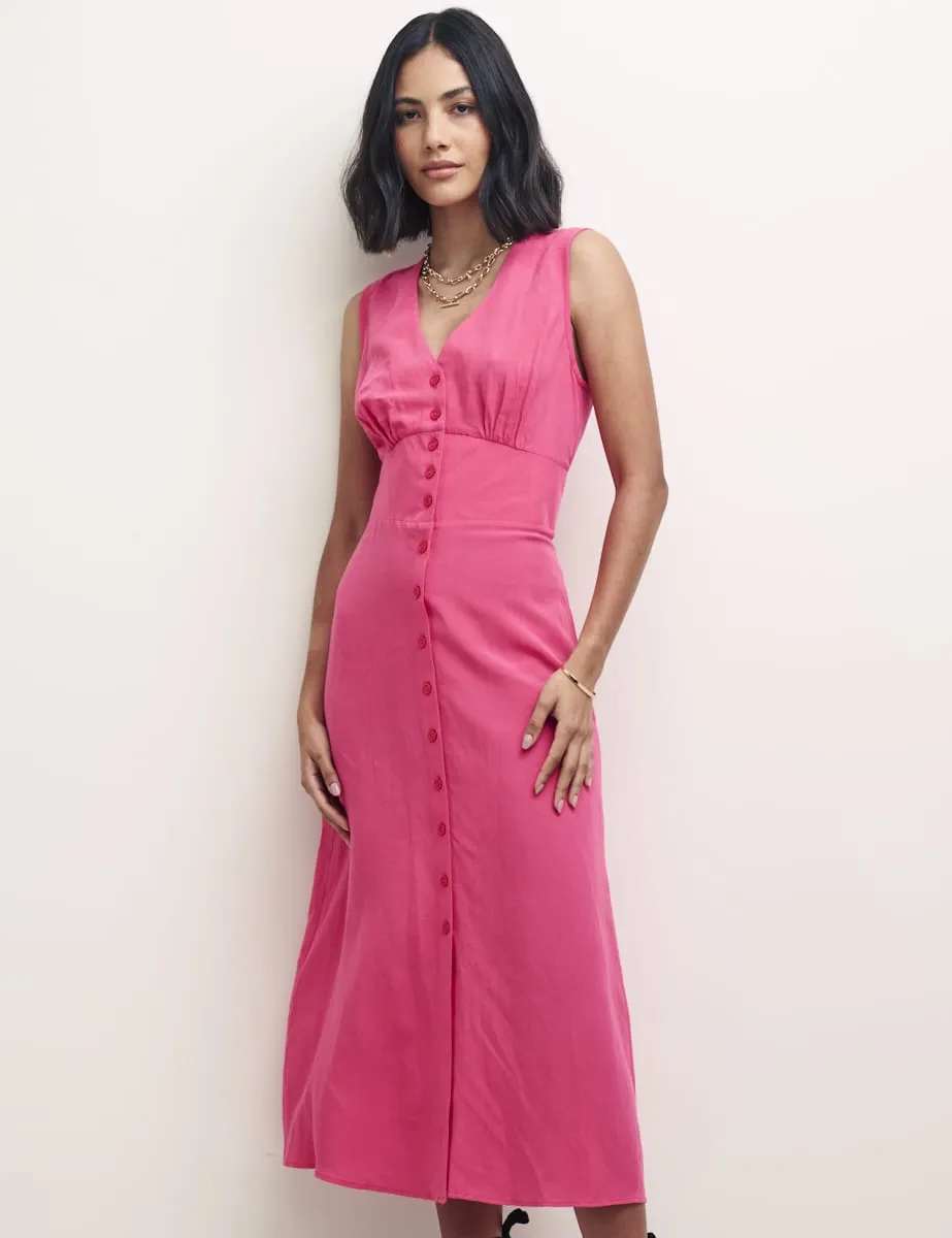 Pink Linen-blend Sandra Midi Dress sold by Nobody's Child product image thumbnail 2