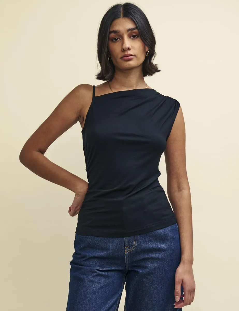 Black Asymmetric Sleeveless Top sold by Nobody's Child product image thumbnail 2