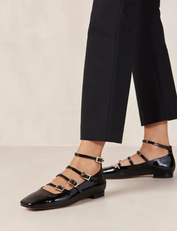 Alohas Luke Black Patent Leather Buckle Ballet Pumps sold by Nobody's Child