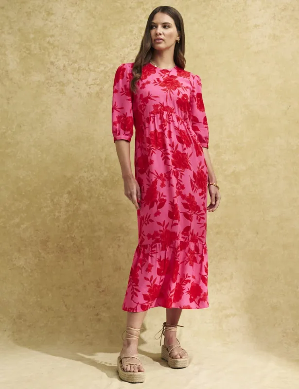 Petite Pink Bloom Floral Rachel Midi Dress sold by Nobody's Child