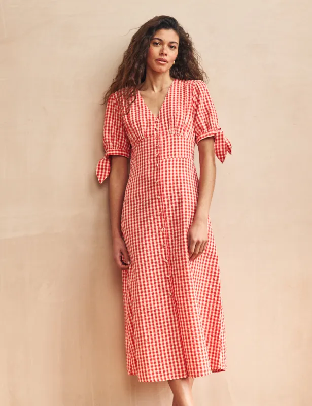 Petite Red Gingham Alexis Midi Dress sold by Nobody's Child