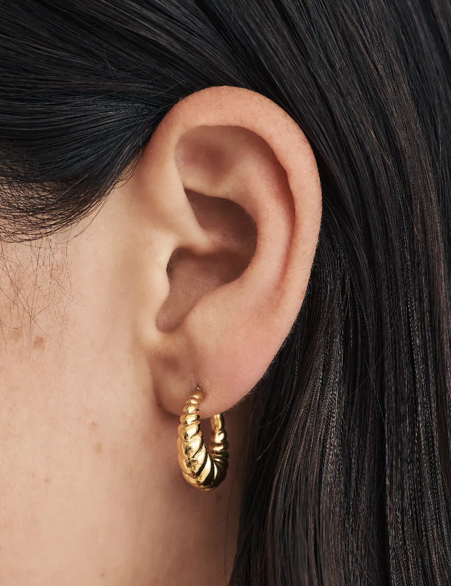 Gold Croissant Huggie Hoop Earrings sold by Nobody's Child