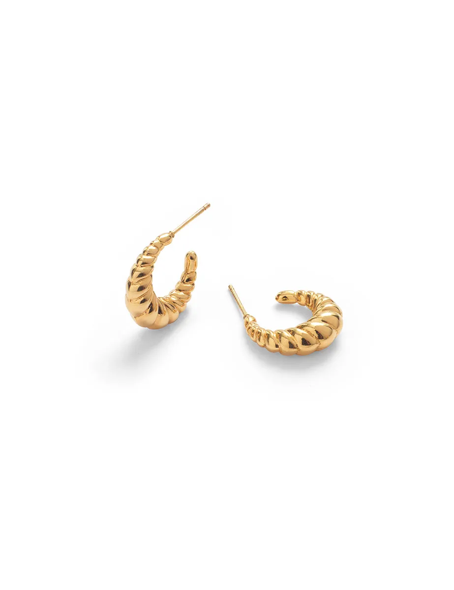 Gold Croissant Huggie Hoop Earrings sold by Nobody's Child product image thumbnail 3