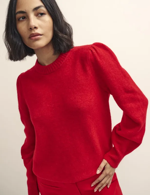 Red Chunky Trim Crew Neck Knitted Jumper sold by Nobody's Child