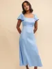 Blue Satin jacquard Elsie Midi Dress sold by Nobody's Child