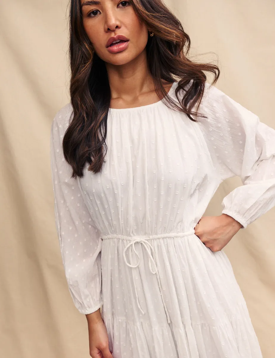 White Embroidered Tie Waist Aarti Smock Maxi Dress sold by Nobody's Child product image thumbnail 3