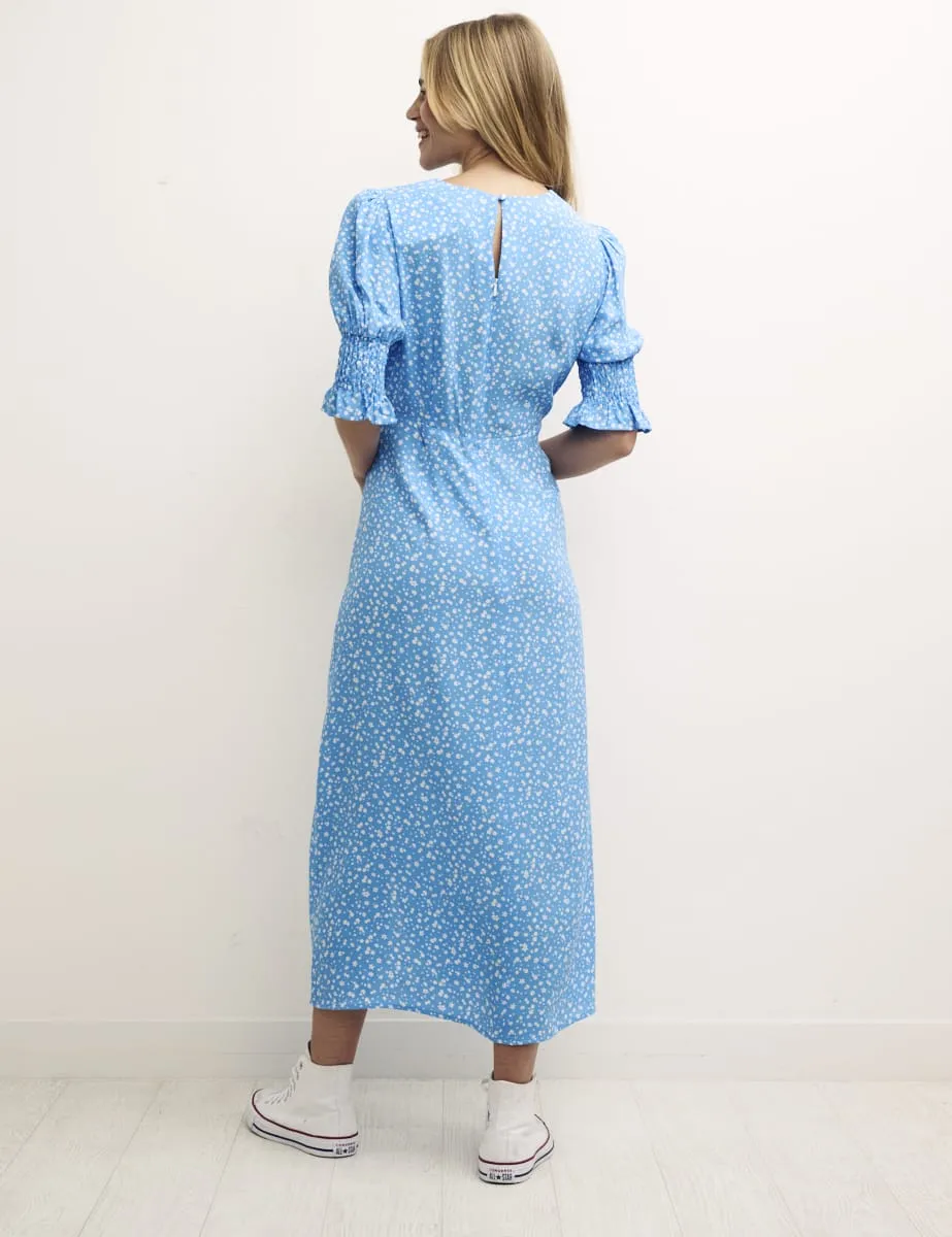 Petite Blue Floral Luna Midi Dress sold by Nobody's Child product image thumbnail 4
