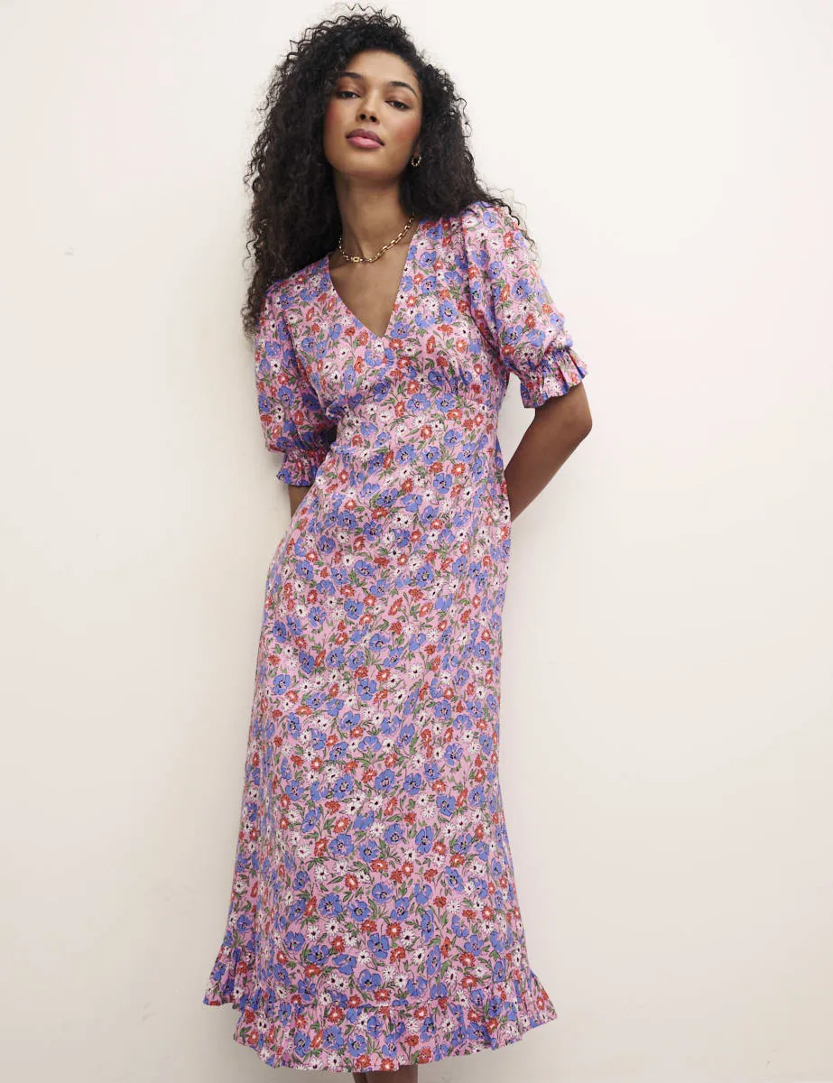 Vintage Pink Floral Delilah Midi Dress sold by Nobody's Child product image thumbnail 3