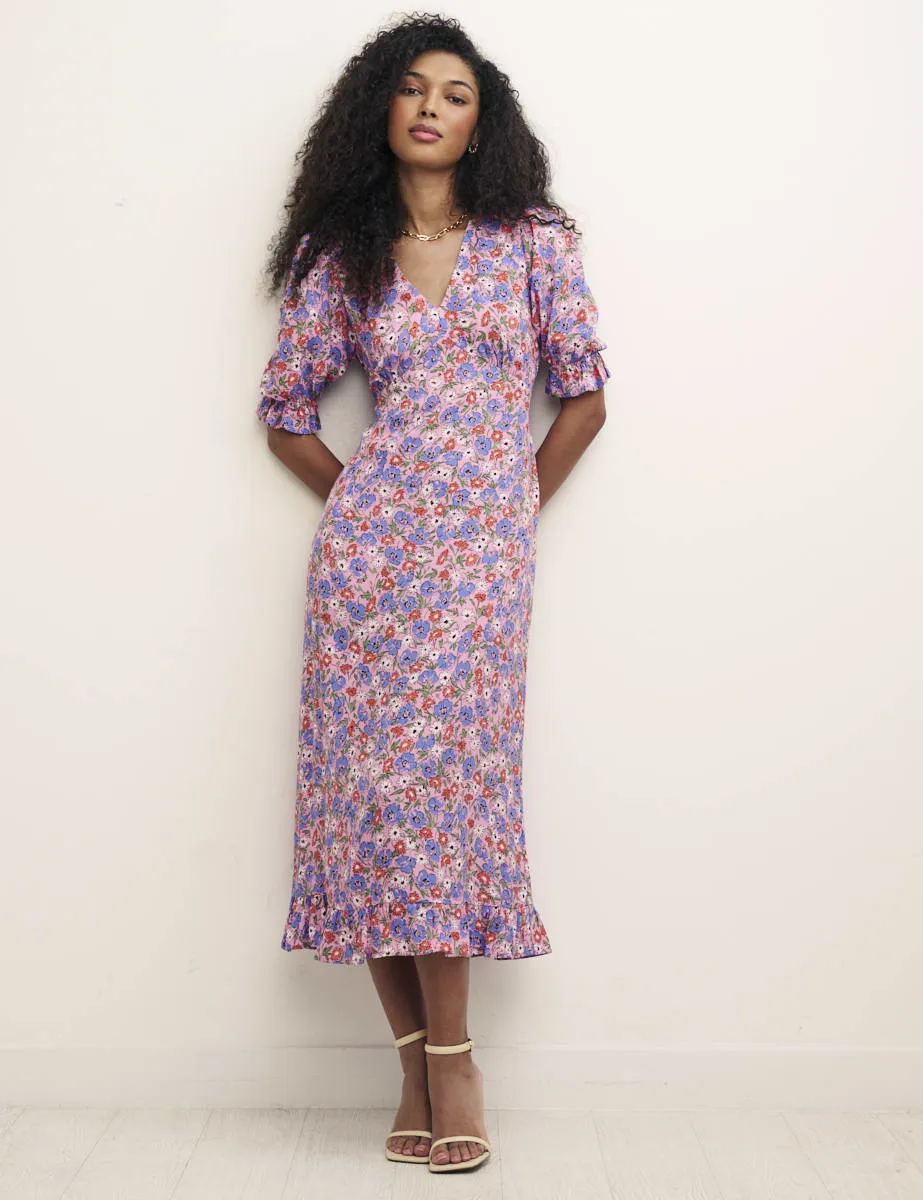 Vintage Pink Floral Delilah Midi Dress sold by Nobody's Child