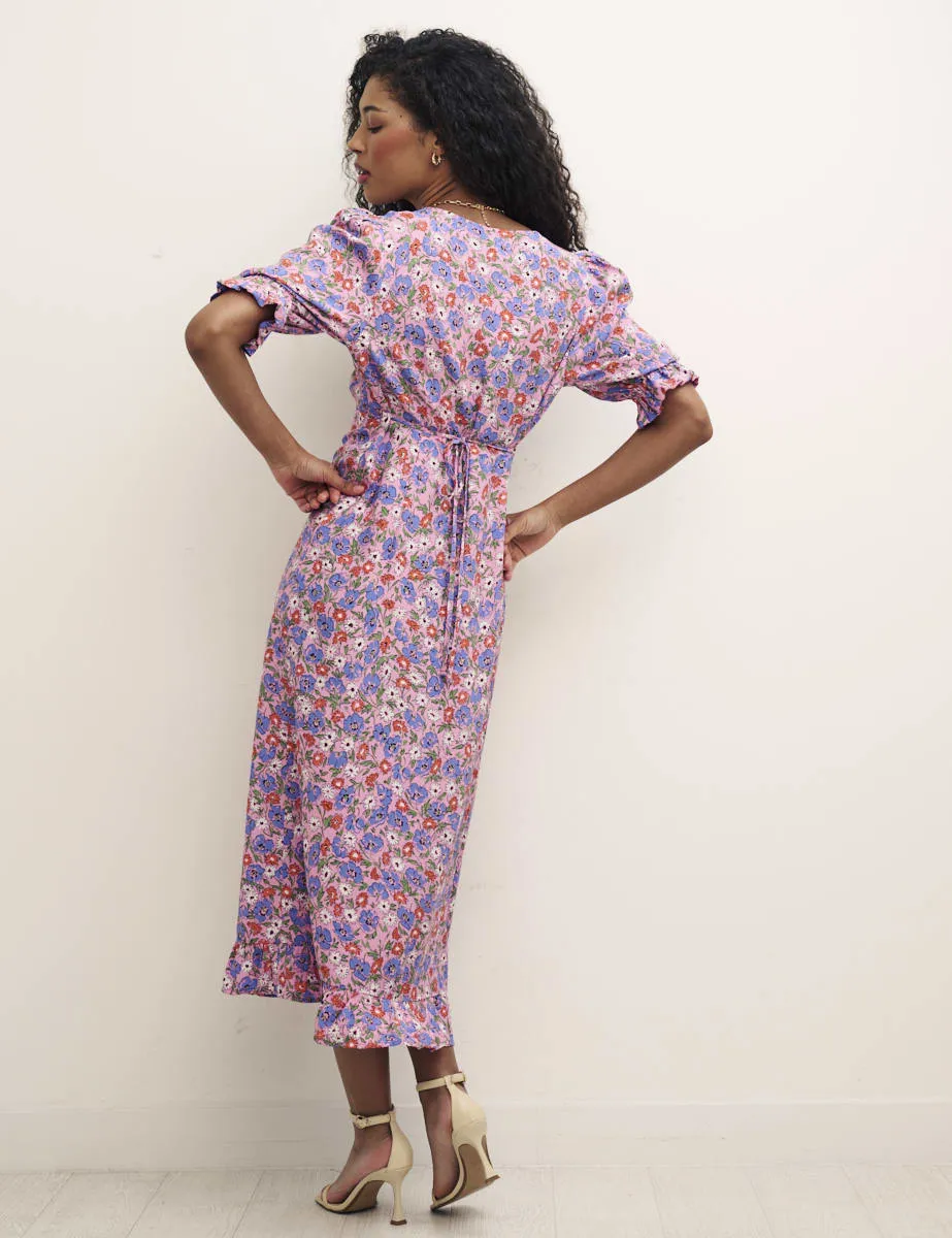 Vintage Pink Floral Delilah Midi Dress sold by Nobody's Child product image thumbnail 4