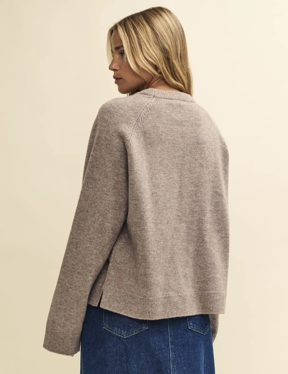 Beige Crew Neck Oversized Merino Wool Jumper sold by Nobody's Child product image thumbnail 4