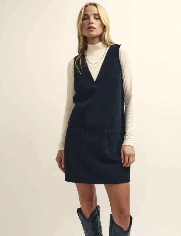 Petite Black Piper Cord Mini Dress sold by Nobody's Child