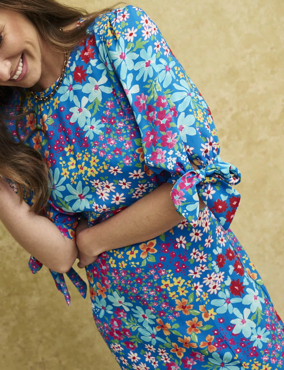 Blue Floral Esme Midi Dress sold by Nobody's Child product image thumbnail 2