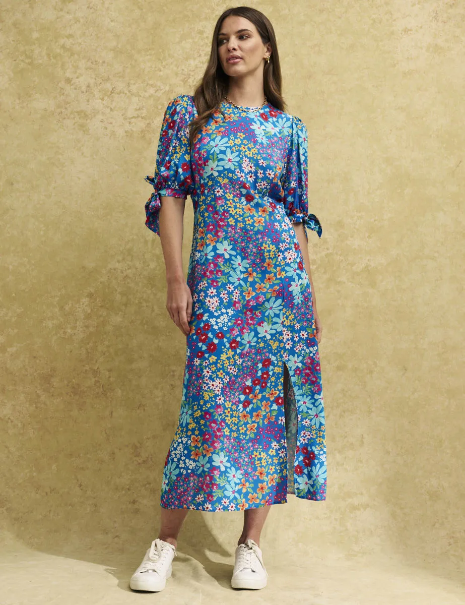 Blue Floral Esme Midi Dress sold by Nobody's Child