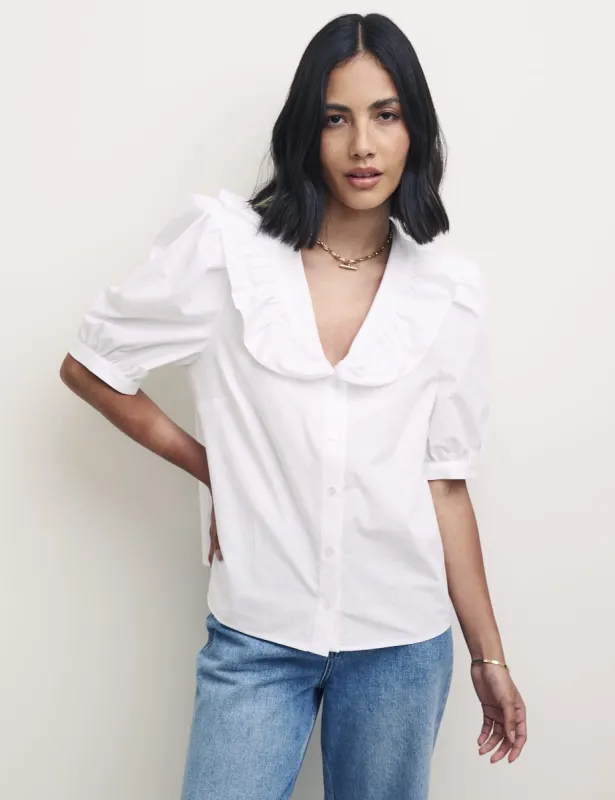 White Collared Yasmin Blouse sold by Nobody's Child