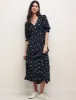 Black Ditsy Floral Delilah Midi Dress sold by Nobody's Child