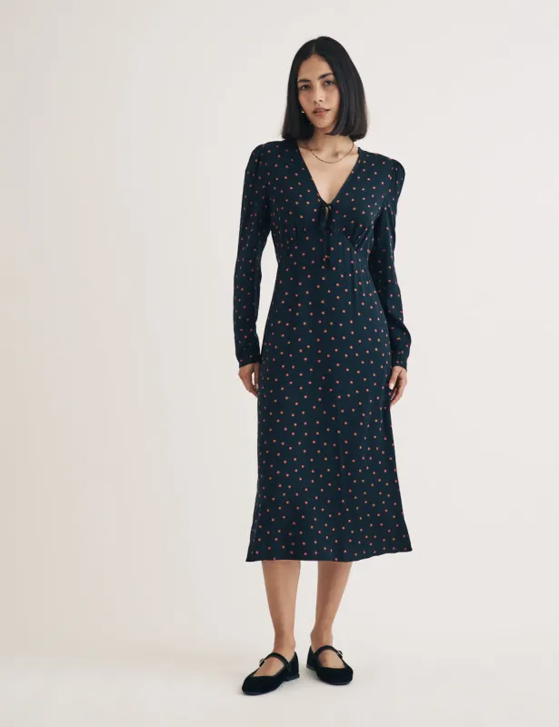 Black Polka Dot Lily Midi Dress sold by Nobody's Child