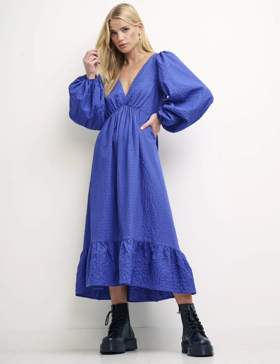 Blue Ammie Long Sleeve Midi Dress sold by Nobody's Child