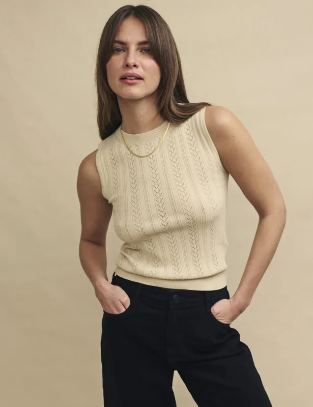 Cream Pointelle Knitted Sleeveless Top sold by Nobody's Child