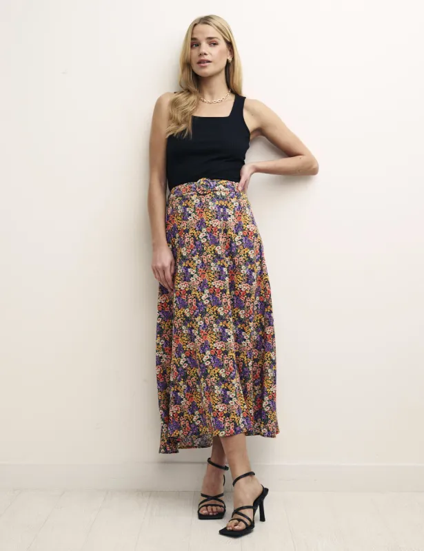 Multi Floral Aurelia Midi Skirt sold by Nobody's Child