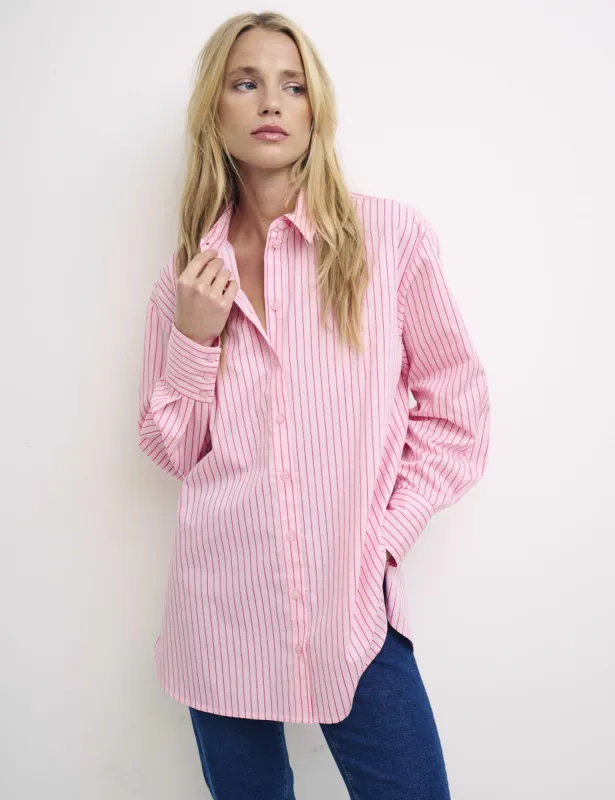 Pink Stripe Oversized Shirt sold by Nobody's Child