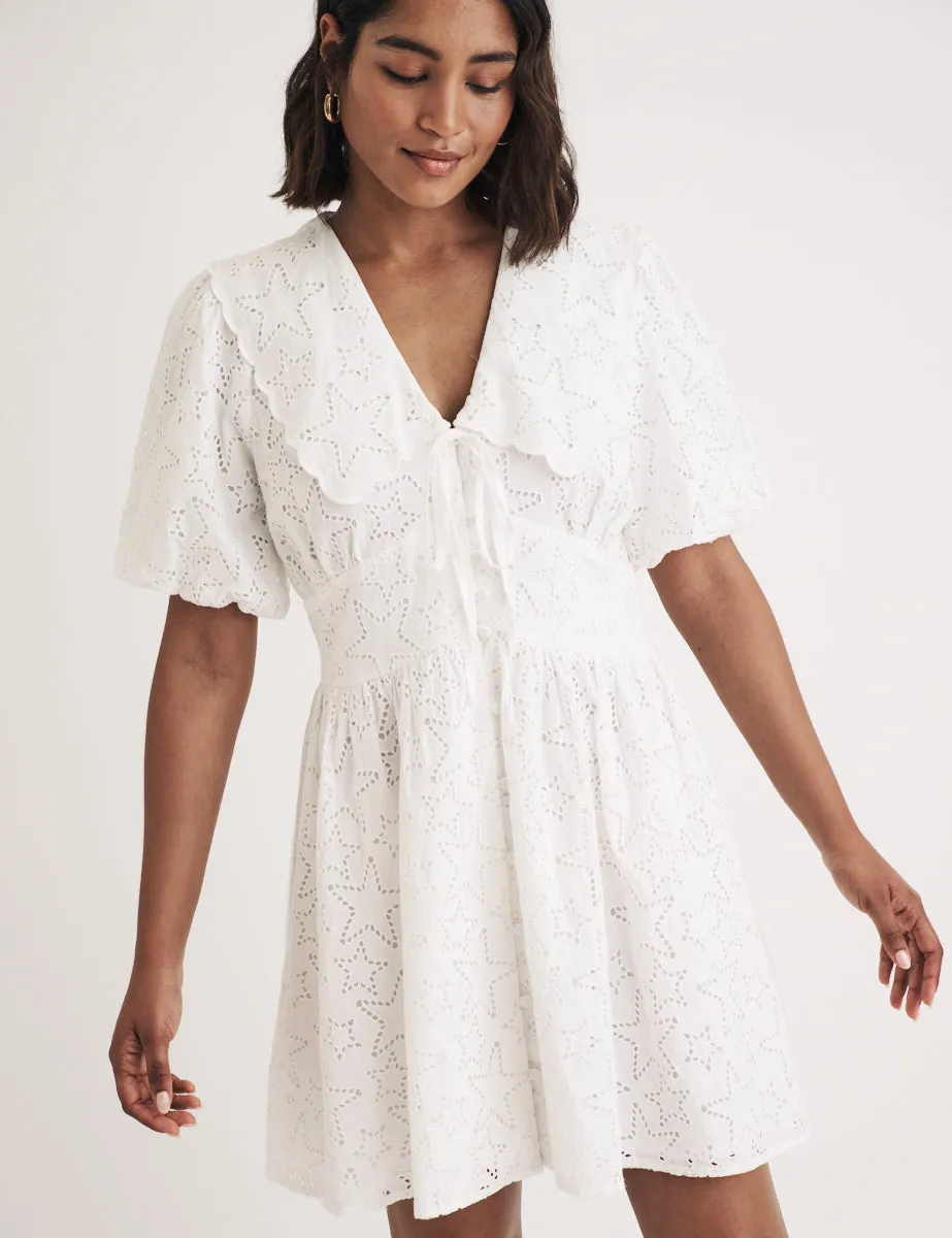 White Broderie Birdie Mini Dress sold by Nobody's Child product image thumbnail 3