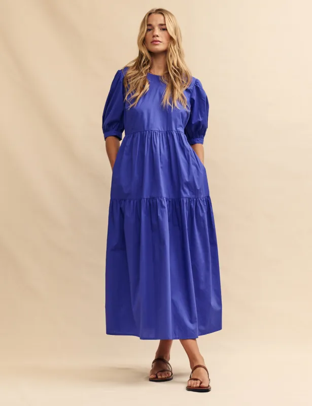 Blue Tiered Smock Rochelle Midi Dress sold by Nobody's Child