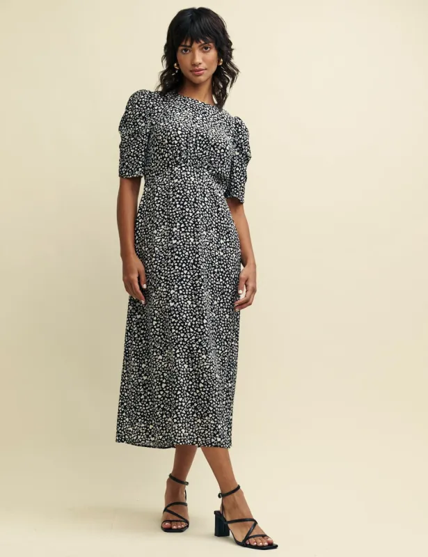 Black Heart Print Evie Midi Dress sold by Nobody's Child