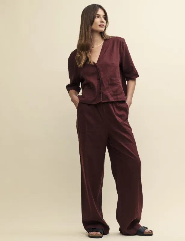 パンツ STELLA MCCARTNEY DARK CHOCOLATE WIDE LEG PANTS IN WOOL Stella McCartney Dark chocolate wide leg pants in wool
