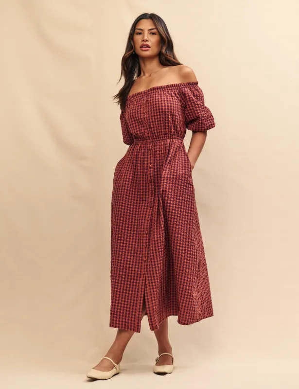 Brown Gingham Lanie Midaxi Dress sold by Nobody's Child