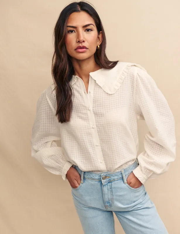 White Checked Peter Pan Collar Blouse sold by Nobody's Child