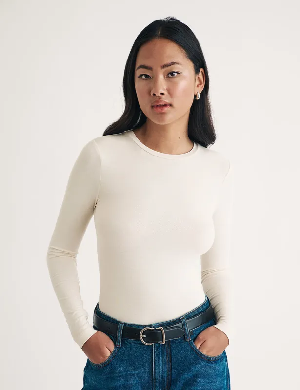 Cream Crew Neck Long Sleeve Top sold by Nobody's Child