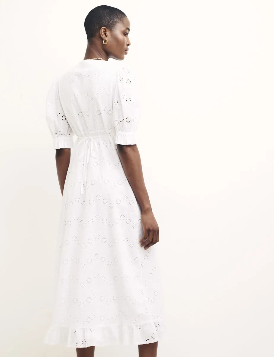 White Demi Broderie Midi Dress sold by Nobody's Child product image thumbnail 4