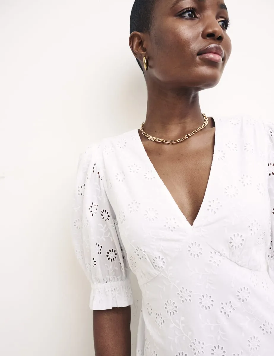 White Demi Broderie Midi Dress sold by Nobody's Child product image thumbnail 2