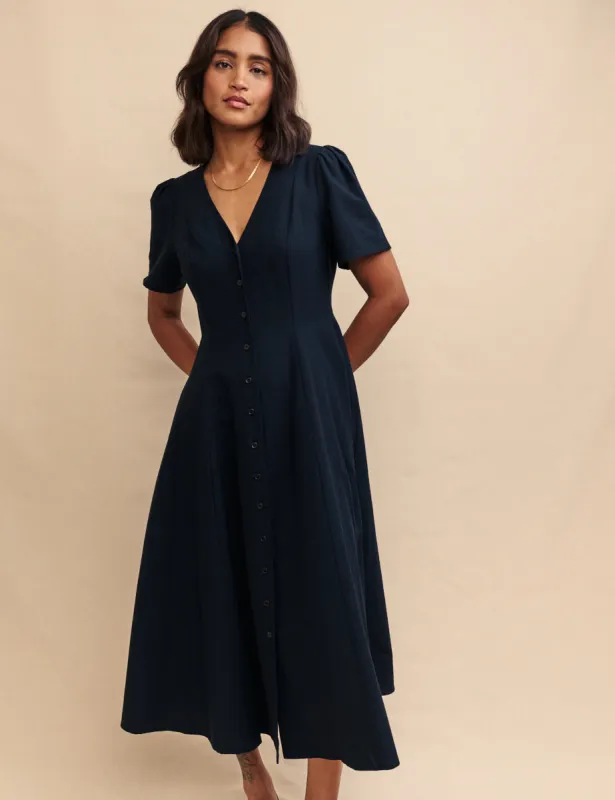 Black Button Down Ellen Midi Dress made by Nobody's Child