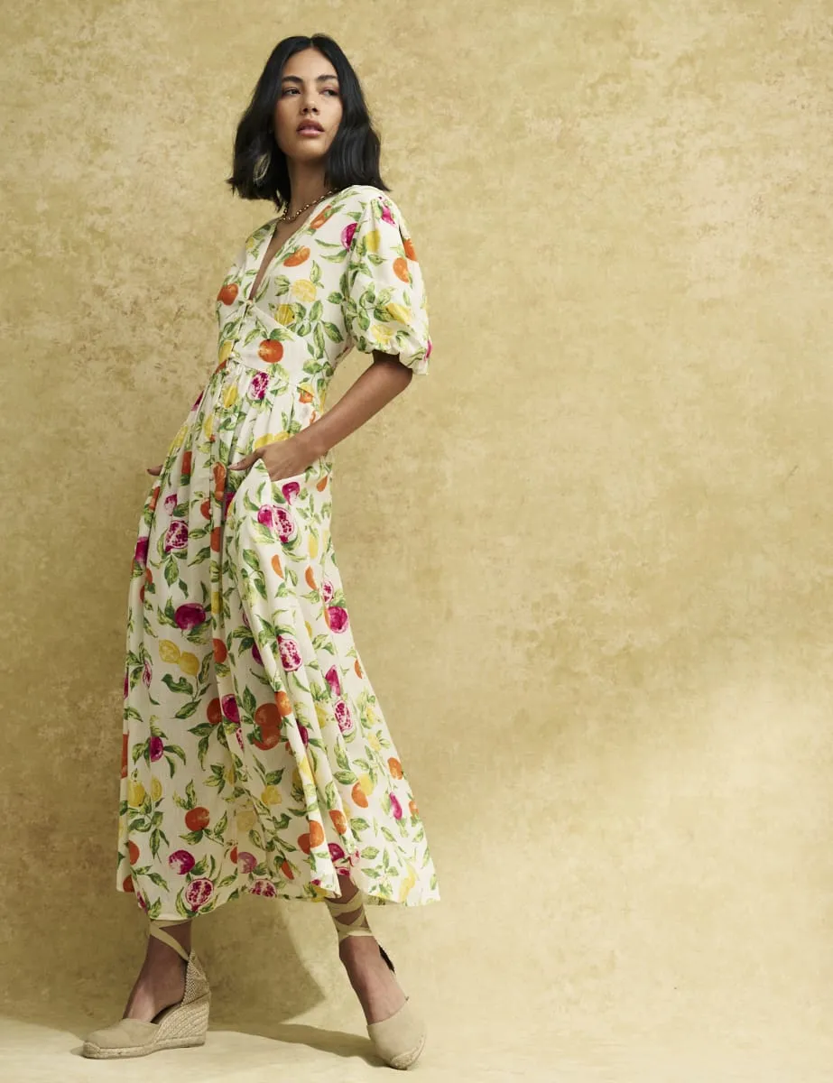 Petite White Fruit Print Starlight Midaxi Dress sold by Nobody's Child product image thumbnail 3