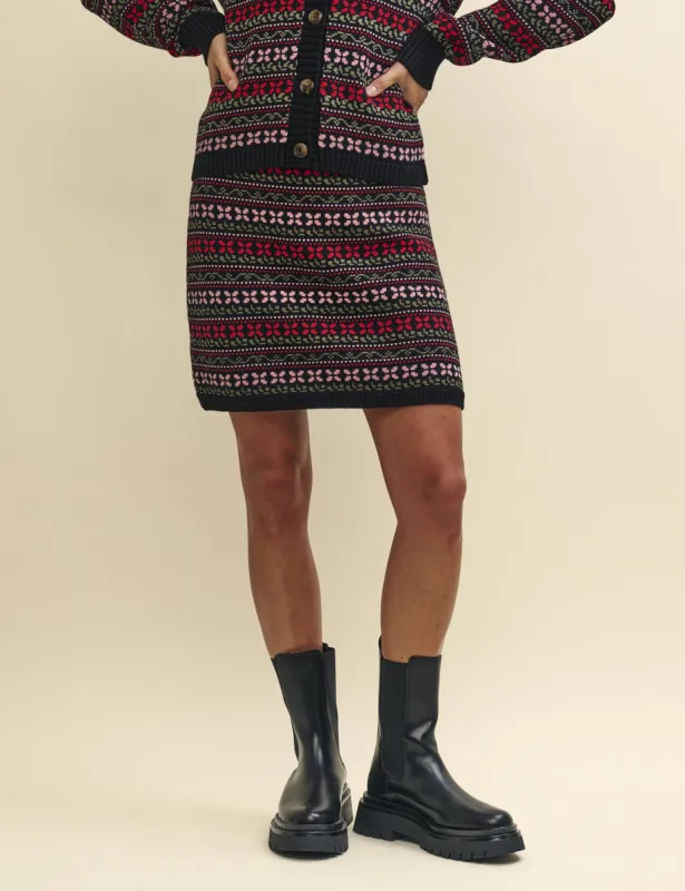 Pink and Red Jacquard Knitted Mini Skirt sold by Nobody's Child