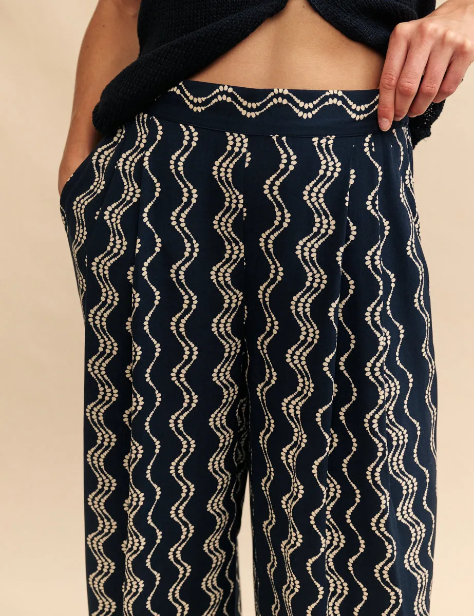 Black Wave Print Zeena Trousers sold by Nobody's Child product image thumbnail 4