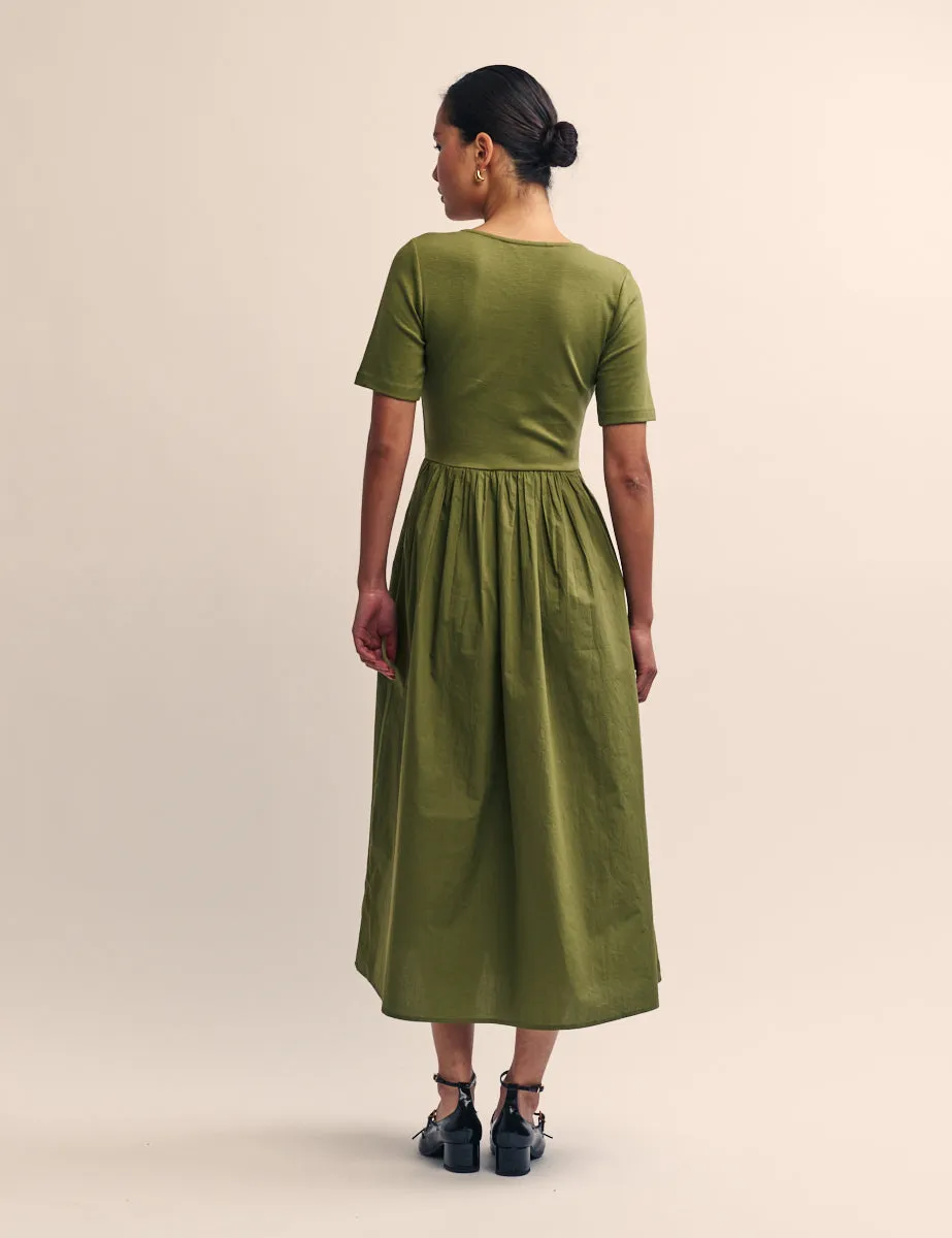 Green Short Sleeve Finn Midi Dress sold by Nobody's Child product image thumbnail 4
