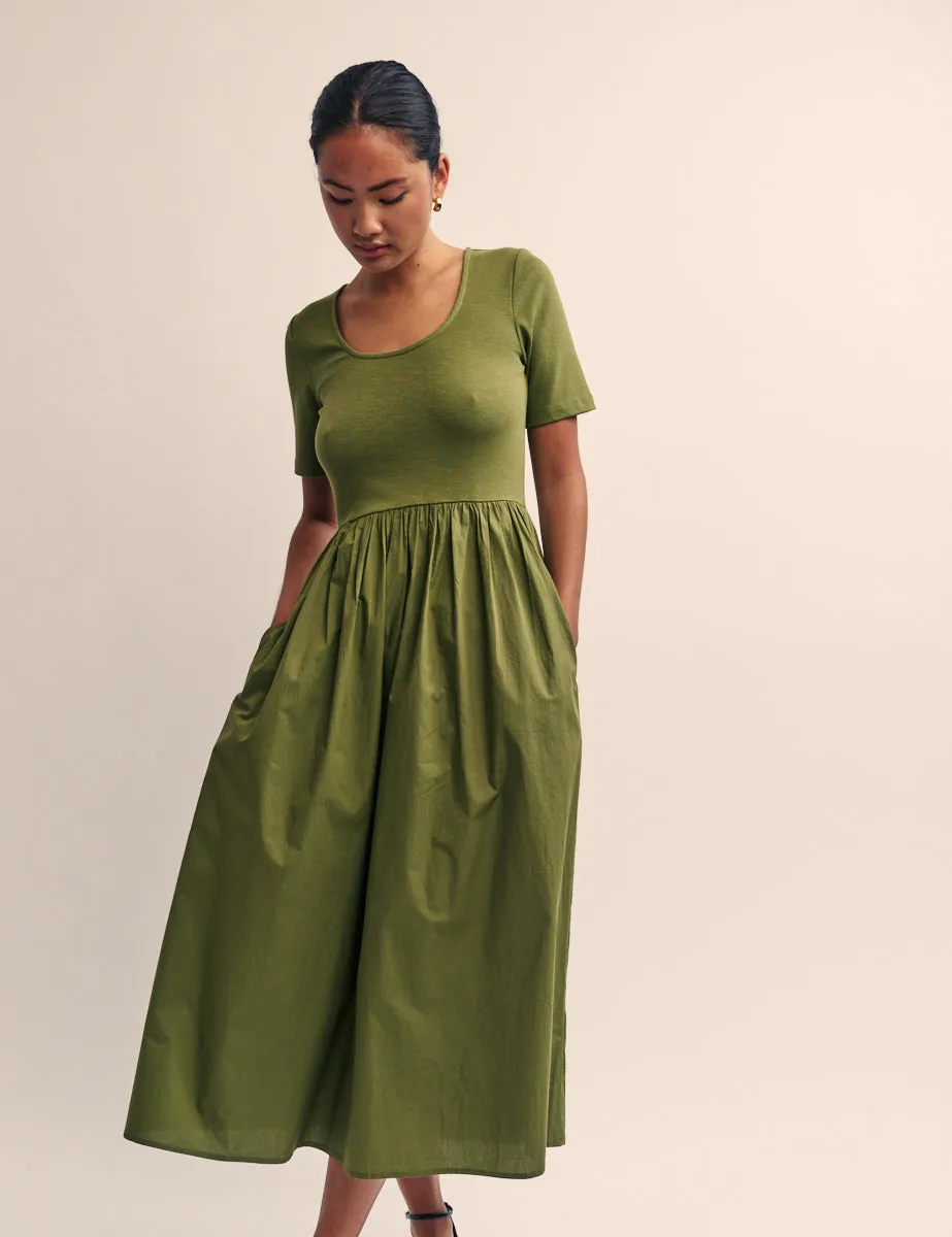 Green Short Sleeve Finn Midi Dress sold by Nobody's Child product image thumbnail 2