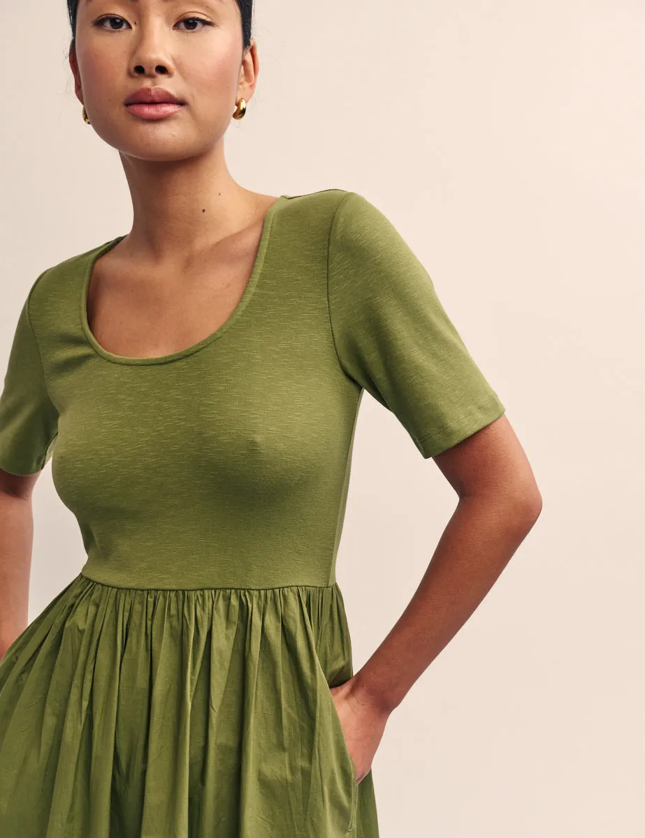 Green Short Sleeve Finn Midi Dress sold by Nobody's Child product image thumbnail 3