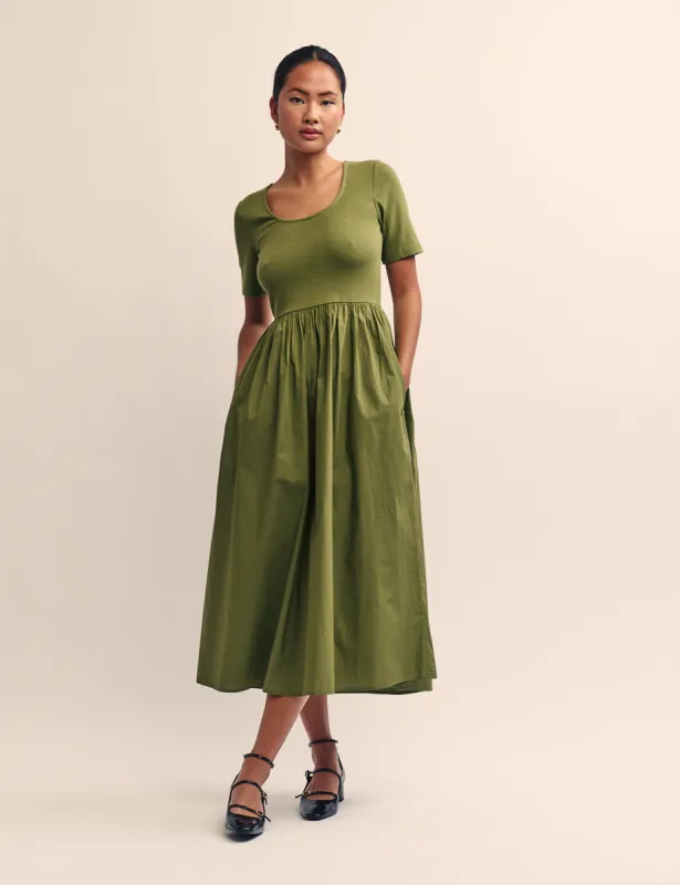 Green Short Sleeve Finn Midi Dress sold by Nobody's Child