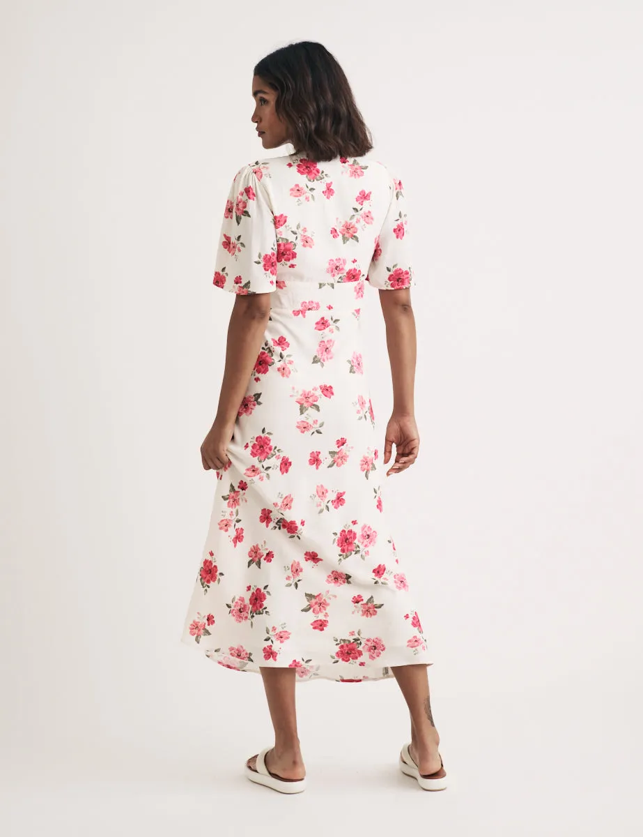 White Floral Faith Midi Dress sold by Nobody's Child product image thumbnail 4
