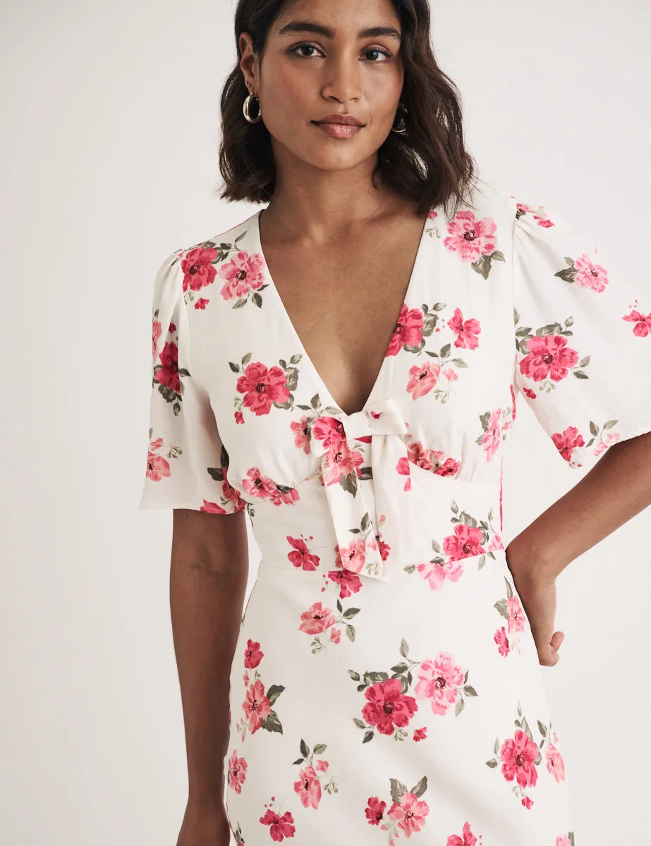 White Floral Faith Midi Dress sold by Nobody's Child product image thumbnail 2